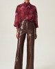 Eveleya Cocoa Croco Leather Pants
